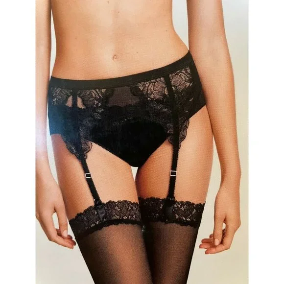 wolford garter belt tights Calzedonia 20 Denier Sheer Garter Belt Effect Socks Woman Black Size M/L